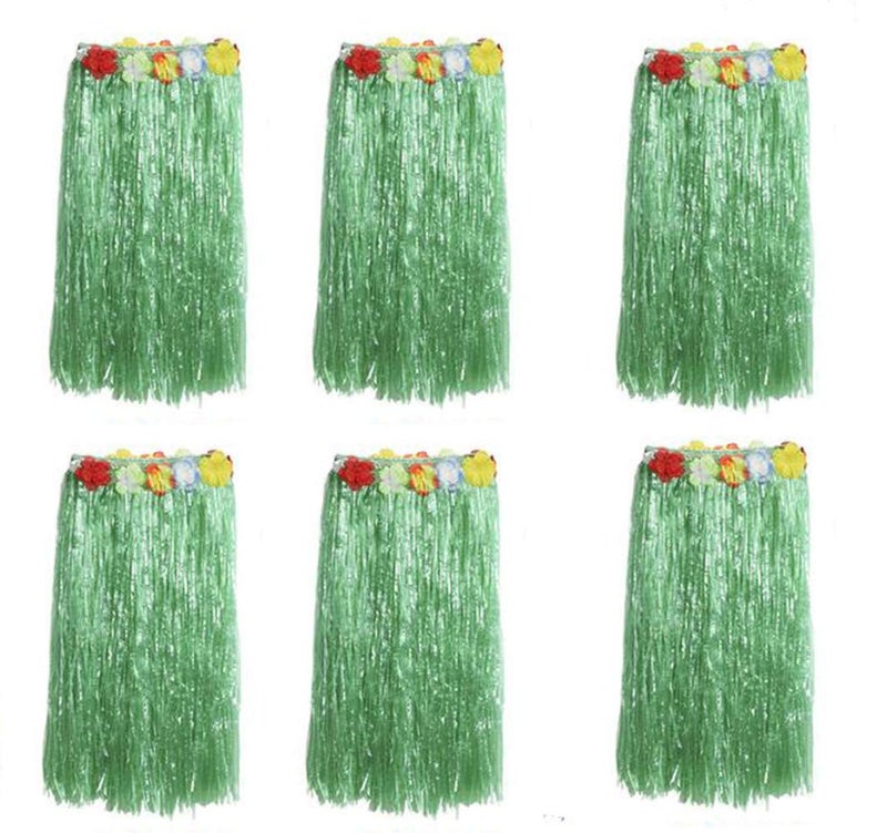 NEWCREATIVETOP 24" Adult's Flowered Luau Hula Skirts Pack of 6,Assorted Colors - Image 1